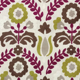 Chartreuse N Magenta Flowers Cotton Linen Curtain Panels