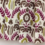 Chartreuse And Magenta Flowers Cototn Linen Fabric By The Metre