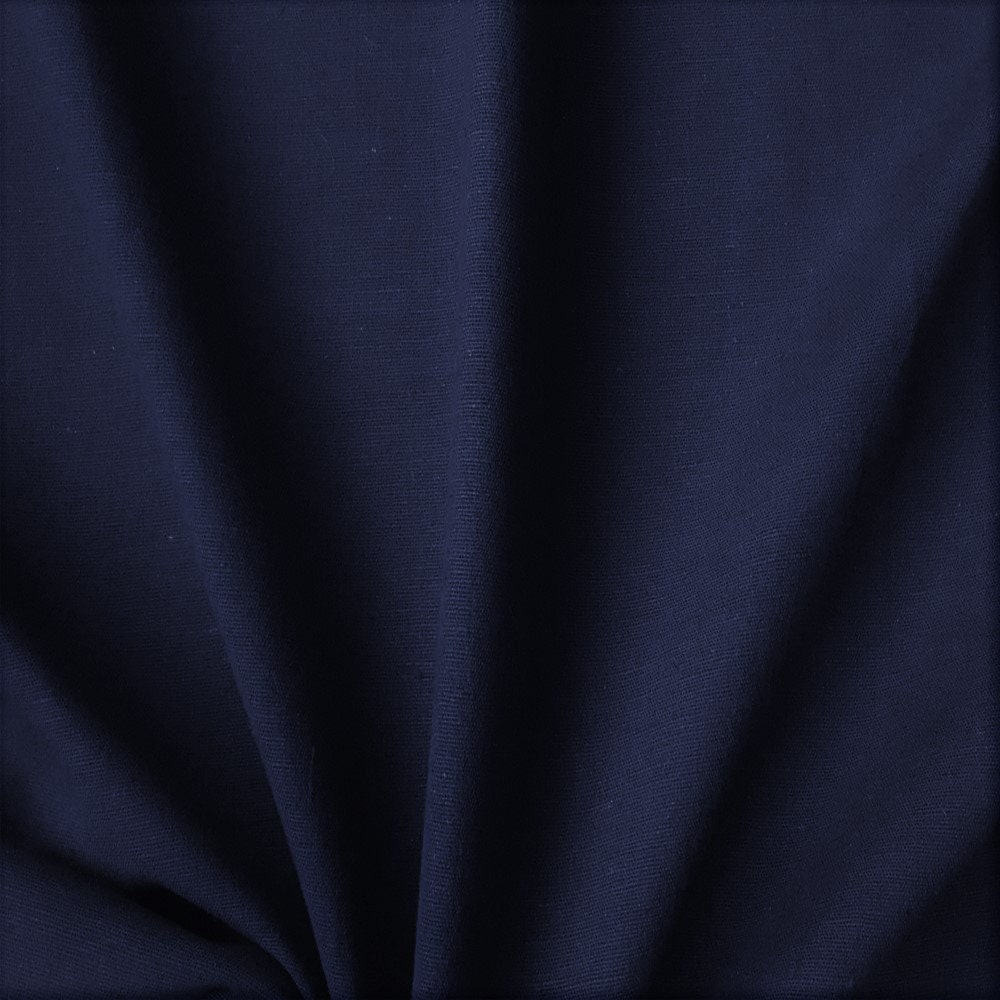 Navy Blue Cotton Linen Fabric by the Metre