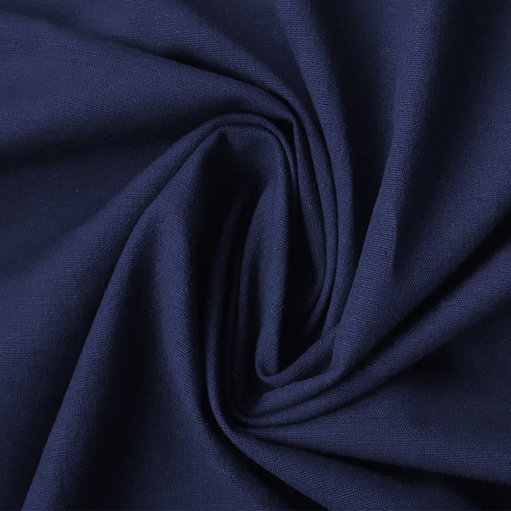 Navy Blue Cotton Linen Fabric by the Metre