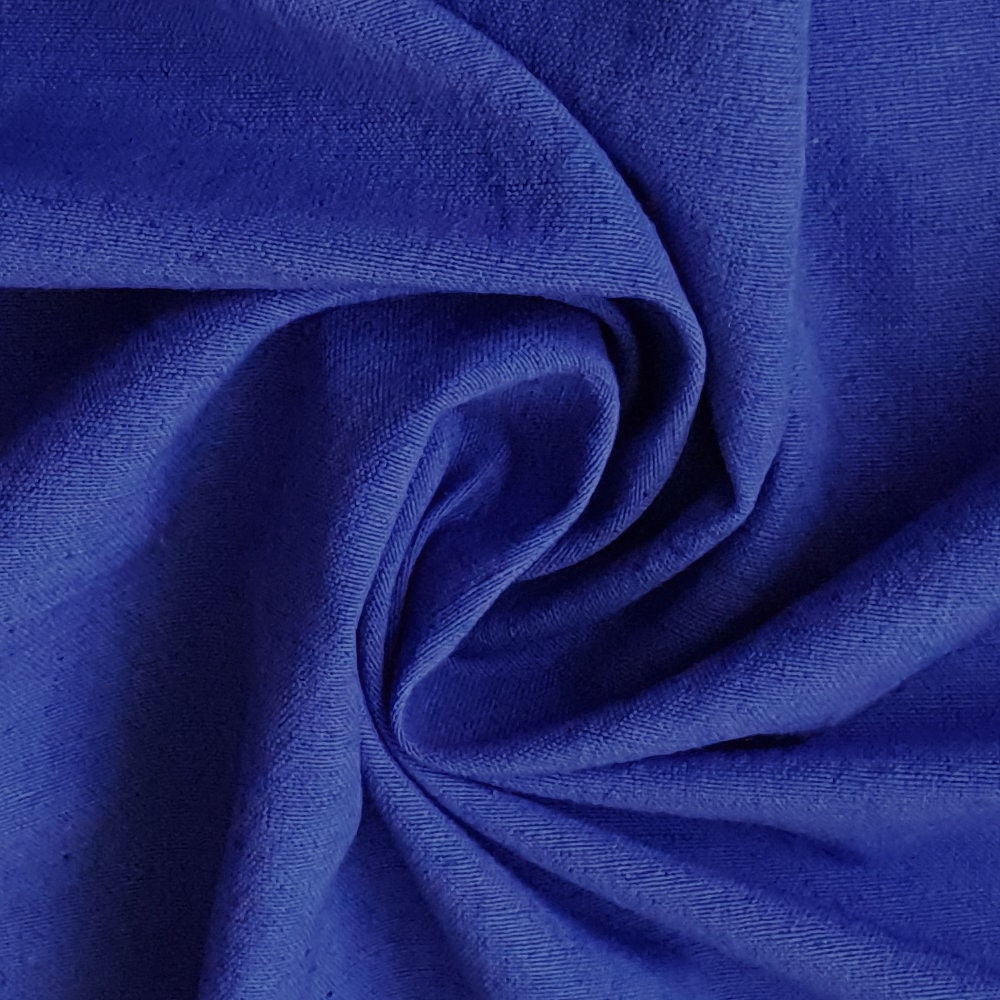 Royal Blue Cotton Linen Fabric by the Metre