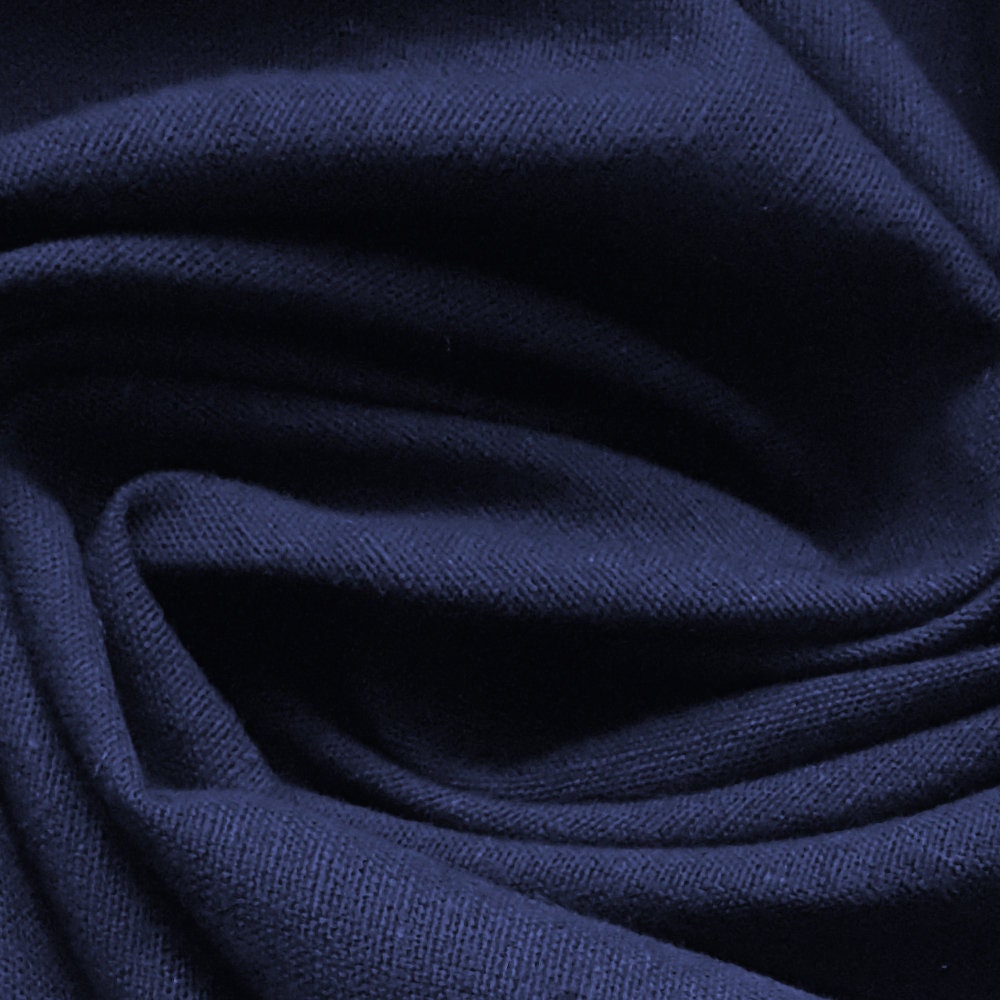 Navy Blue Cotton Linen Fabric by the Metre