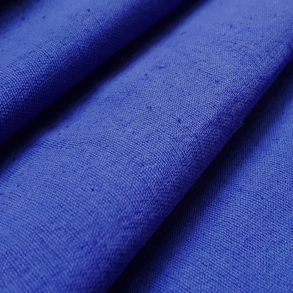 Royal Blue Cotton Linen Fabric by the Metre