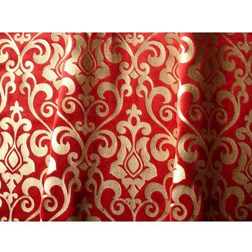 Red Gold Velvet Fabric By The Metre