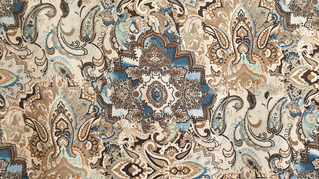 Arabian Love Damask Printed Velvet Fabric By The Metre