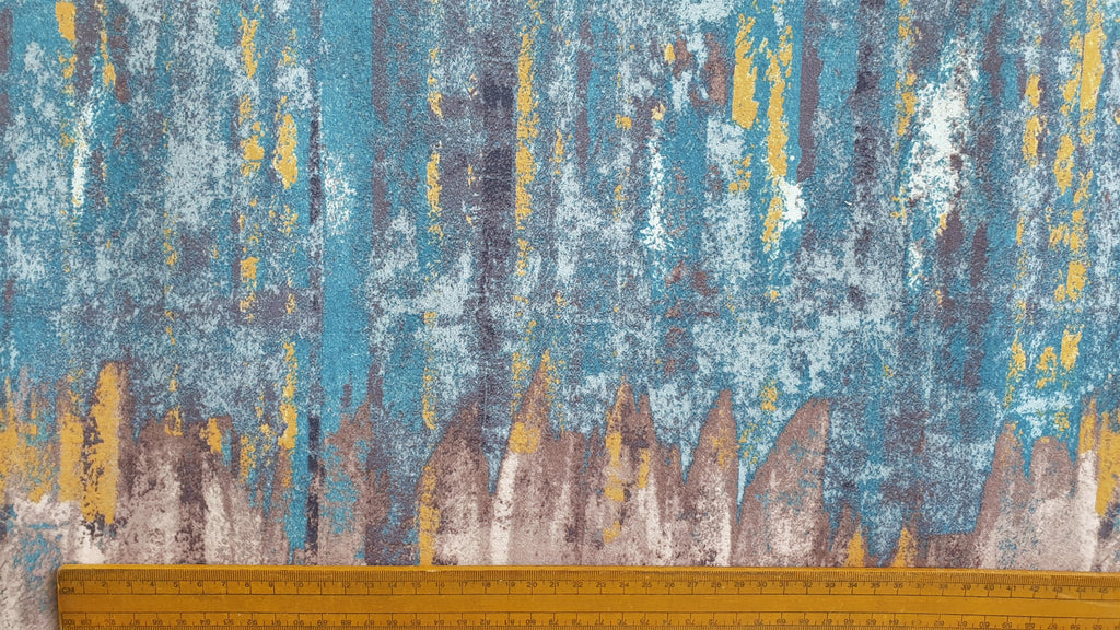 Beige Abstract Love Damask Printed Velvet Curtain Panels