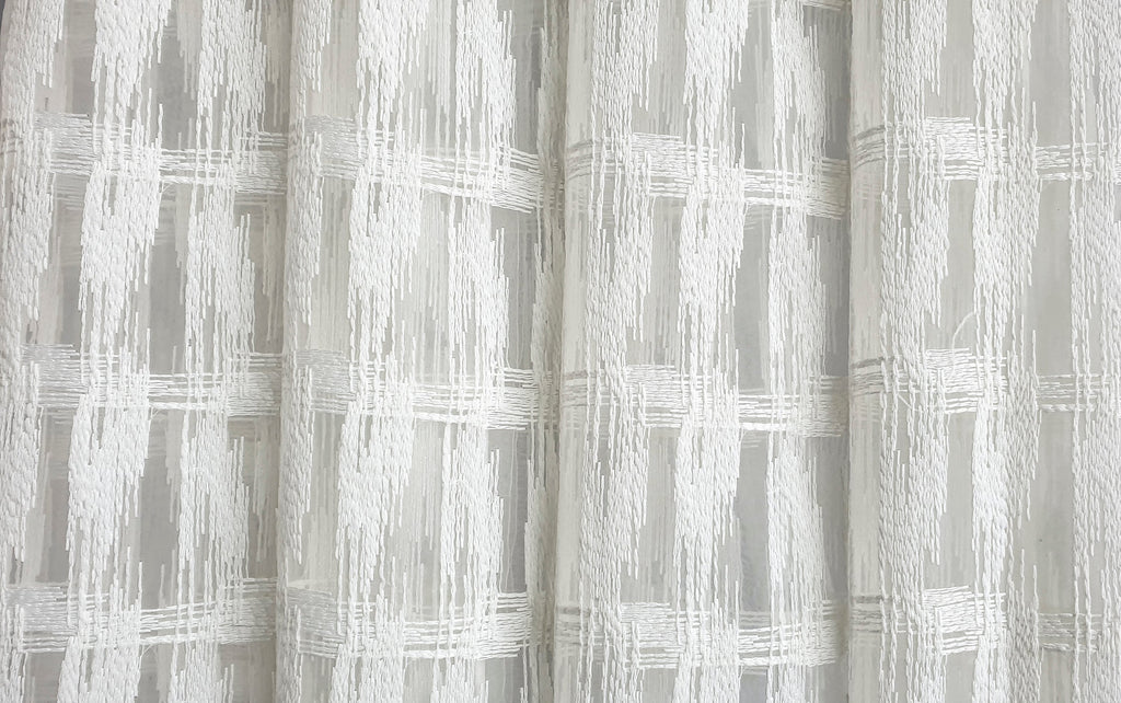 Ivory Illustrations Sheer Printed Velvet Curtain Panels