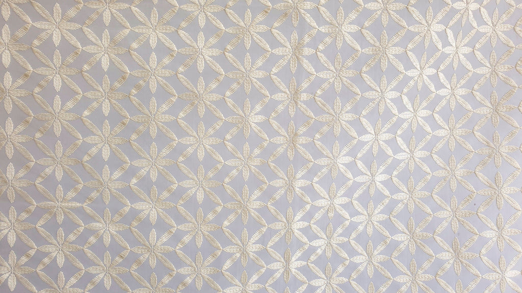 Cream Flowers Sheer Curtain Fabric By The Metre