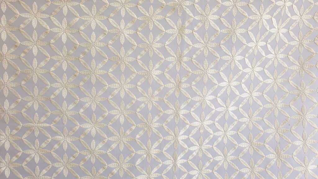 Cream Flowers Sheer Printed Velvet Embroidery Curtain Panels