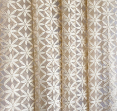Cream Flowers Sheer Printed Velvet Embroidery Curtain Panels
