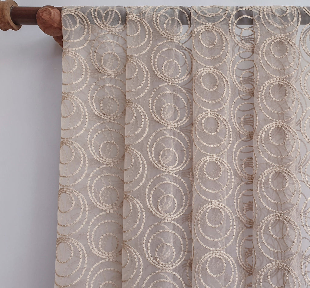 Fawn Circles Sheer Curtain Fabric By The Metre