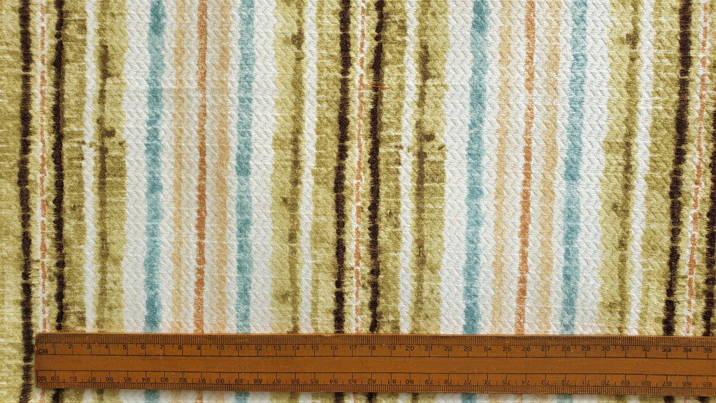 Stripe It Green Printed Jacquard Velvet Curtain Panels