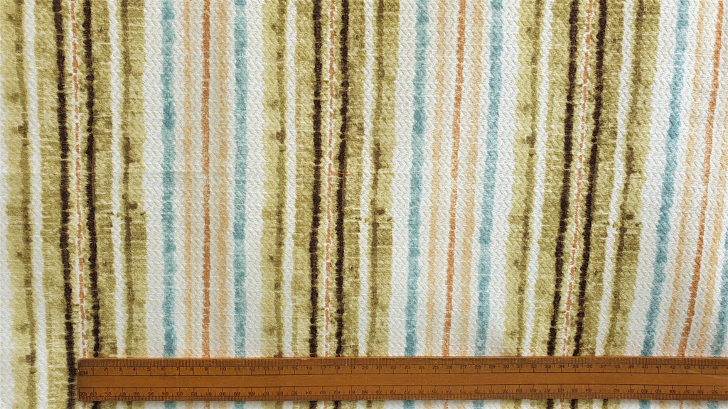 Stripe It Green Printed Jacquard Velvet Curtain Panels