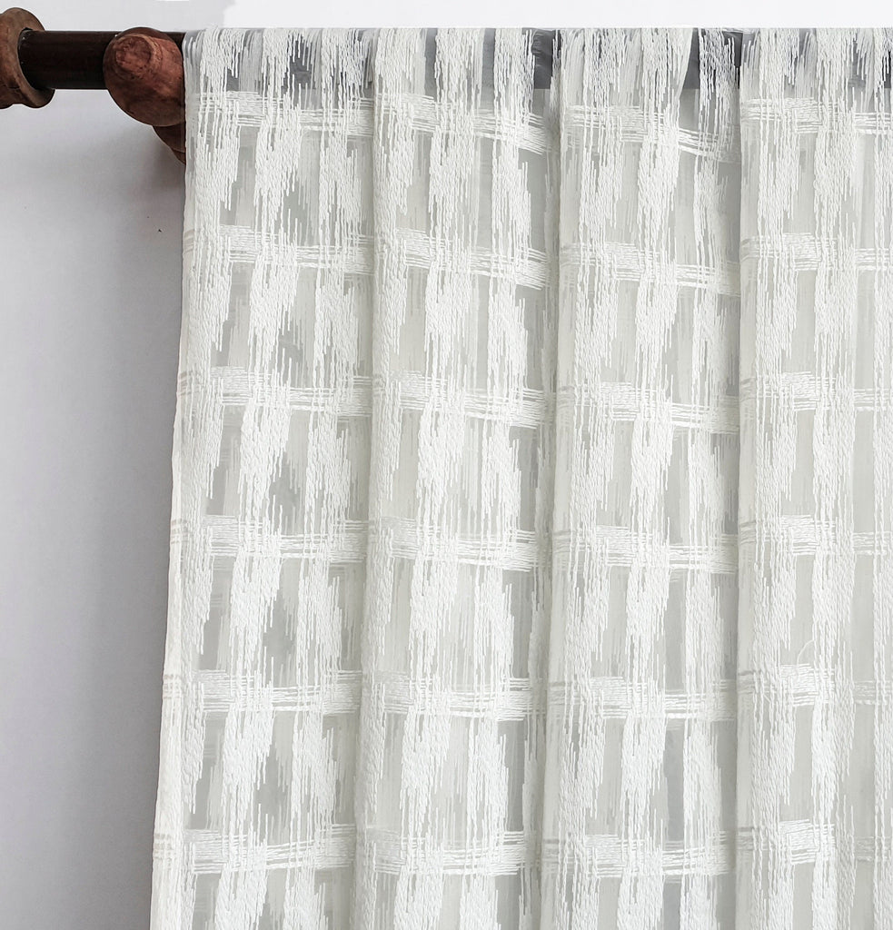 Ivory Illustrations Sheer Curtain Fabric By The Metre