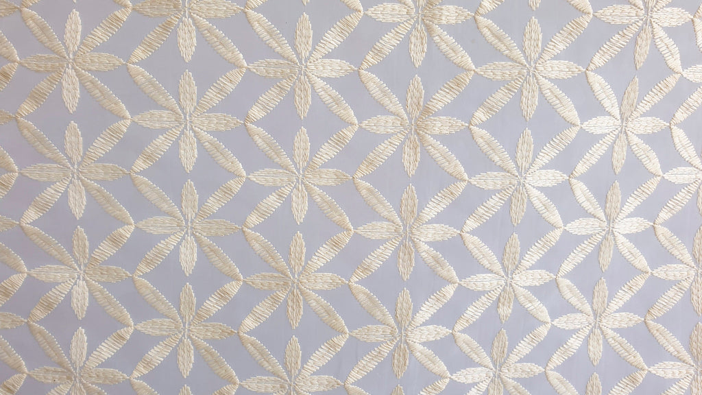 Cream Flowers Sheer Curtain Fabric By The Metre