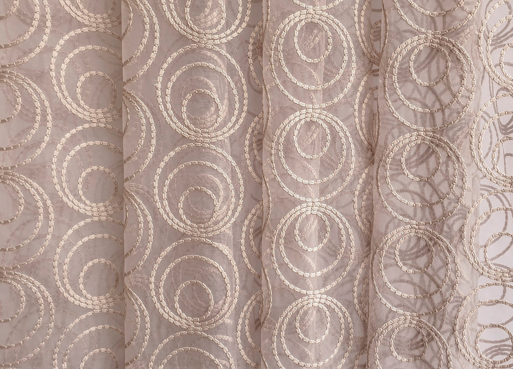 Fawn Circles Sheer Printed Velvet Curtain Panels