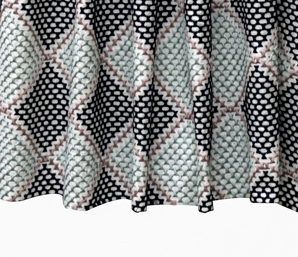 Knotted Vibes Navy Blue Cotton Embroidery Curtain Panels