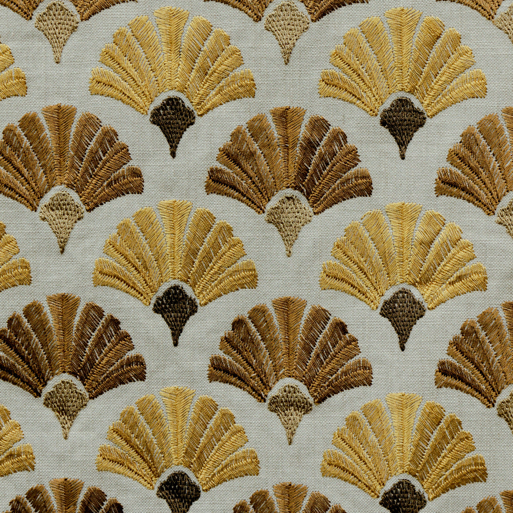Golden N Bronze Flowers Cotton Embroidered Curtain Panels