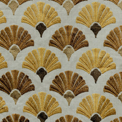 Golden And Bronze Flowers Cotton Fabric By The Metre