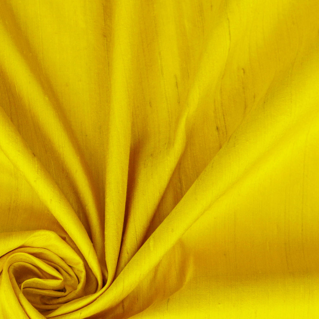 Bright Yellow Silk Dupioni Fabric By The Metre