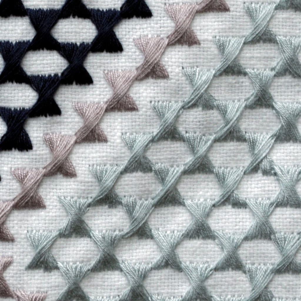 Knotted Vibes Navy Blue Cotton Embroidery Curtain Panels