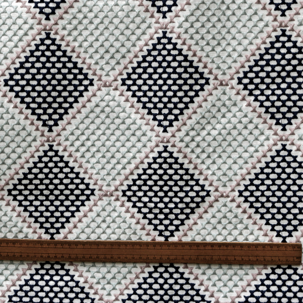 Knotted Vibes Navy Blue Cotton Embroidery Curtain Panels