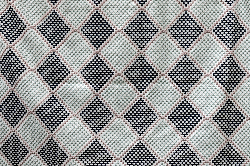 Knotted Vibes Navy Blue Cotton Embroidery Curtain Panels