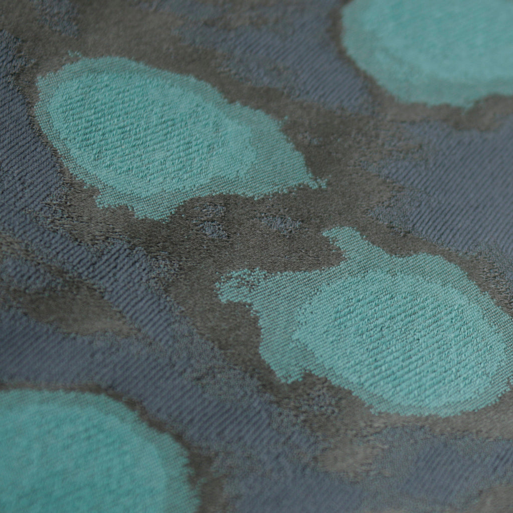 Aquatic Green Leaves Print Jacquard Fabric By The Metre