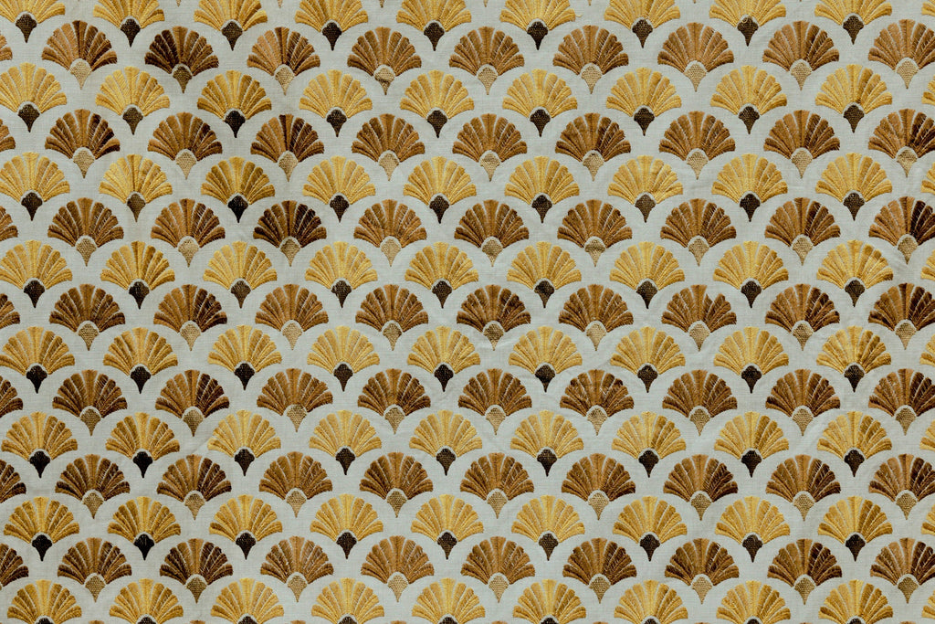 Golden And Bronze Flowers Cotton Fabric By The Metre