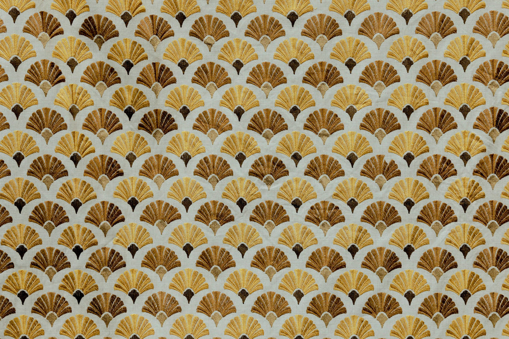 Golden N Bronze Flowers Cotton Embroidered Curtain Panels