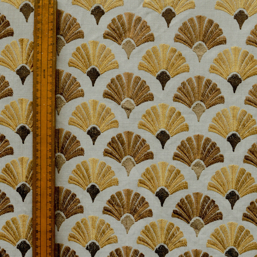 Golden And Bronze Flowers Cotton Fabric By The Metre