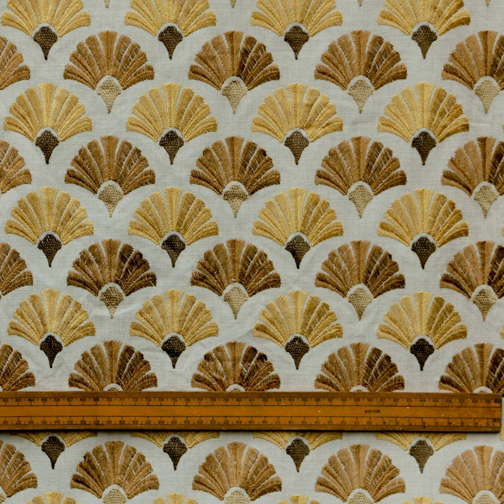 Golden And Bronze Flowers Cotton Fabric By The Metre