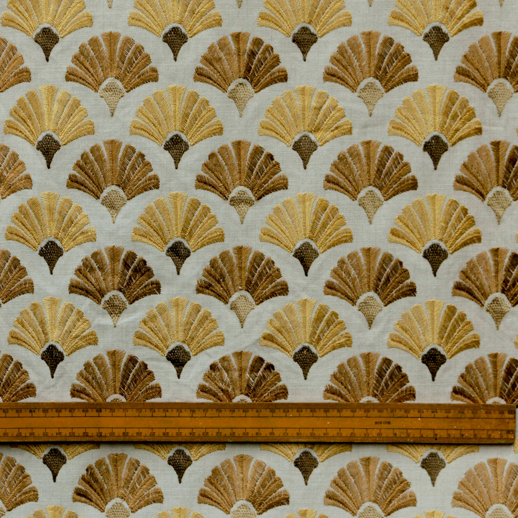 Golden N Bronze Flowers Cotton Embroidered Curtain Panels