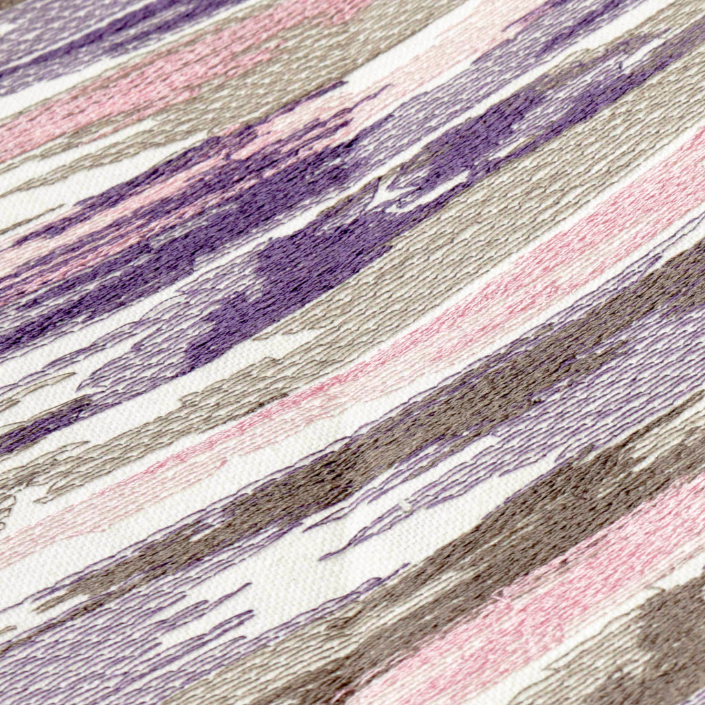 Pink, Purple N Gray Streaks Cotton Embroidery Curtain Panels