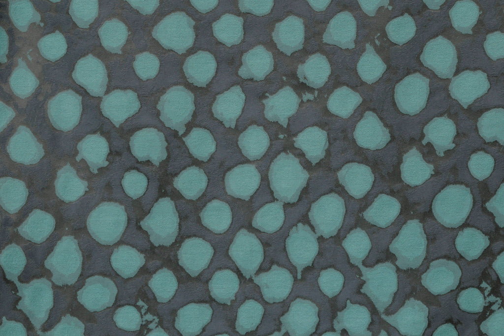 Aquatic Green Leaves Print Jacquard Fabric By The Metre