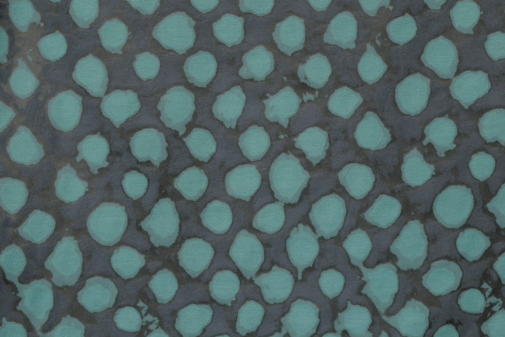 Aquatic Green Leaves Print Jacquard Weave Curtain Panels