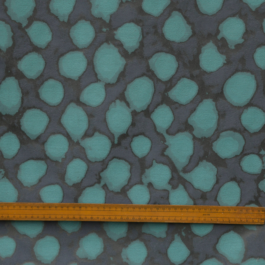 Aquatic Green Leaves Print Jacquard Weave Curtain Panels