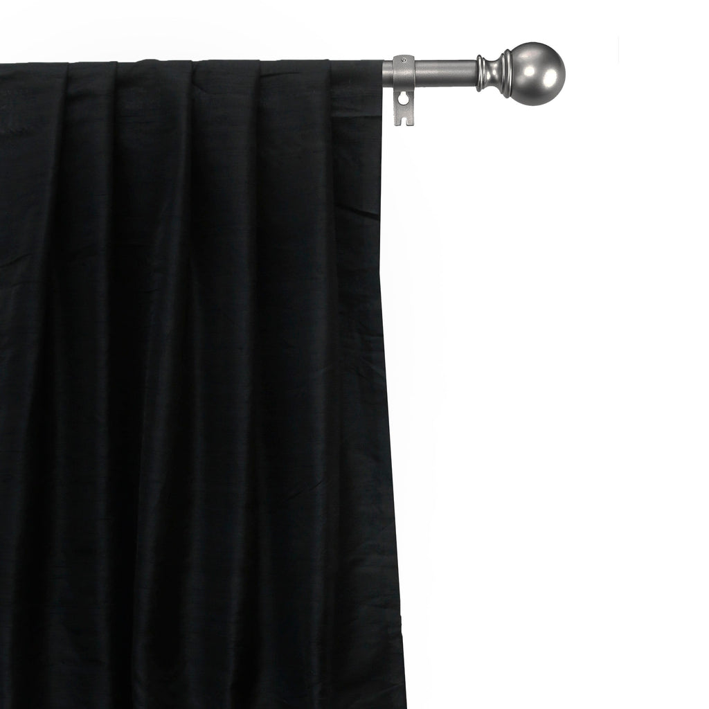 Black Silk Dupioni Curtain Panels