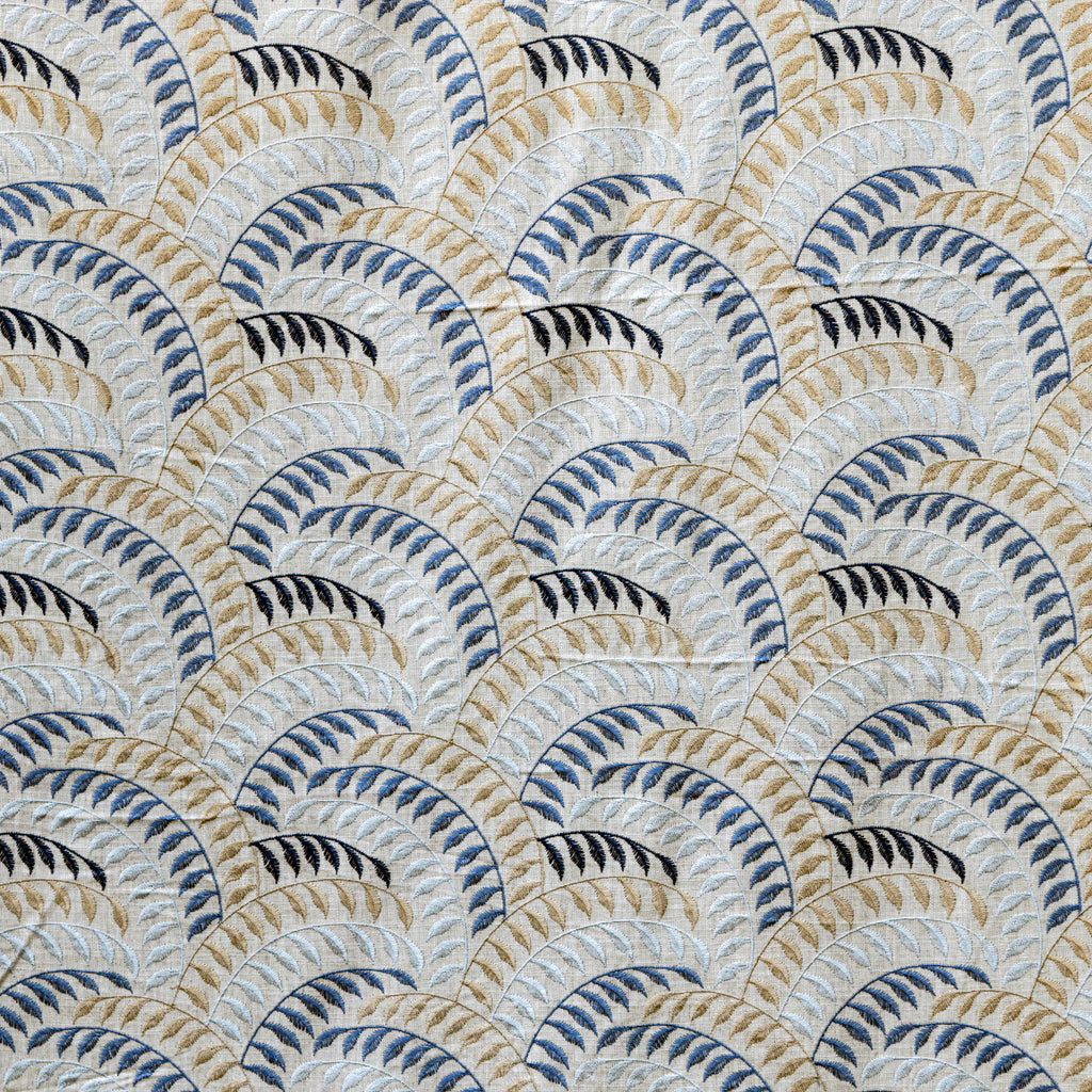 Leaving Blue Floral Cotton Embroidery Curtain Panels