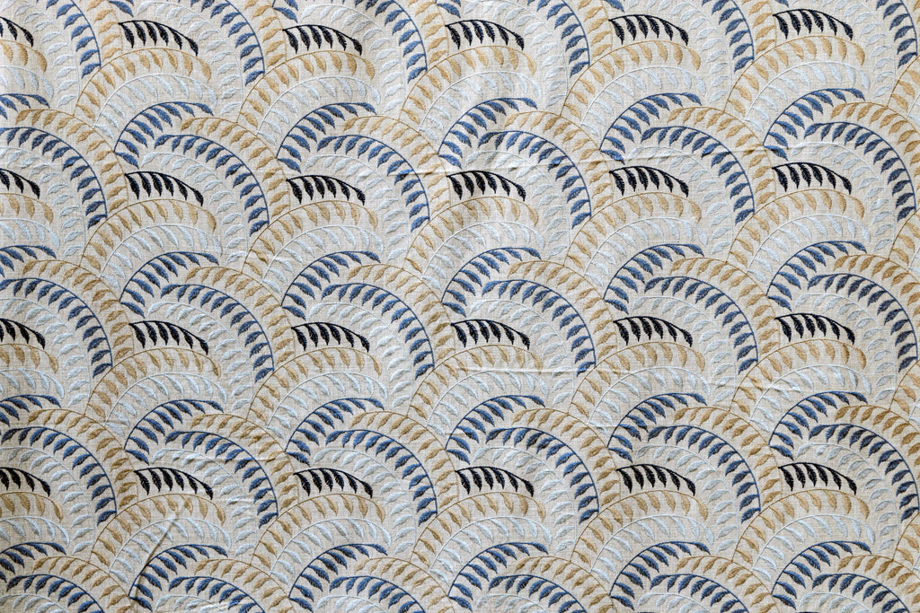 Leaving Blue Floral Cotton Embroidery Curtain Panels