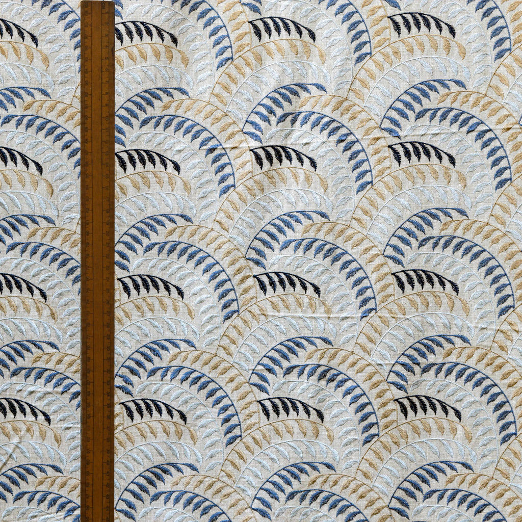 Leaving Blue Floral Cotton Embroidery Curtain Panels