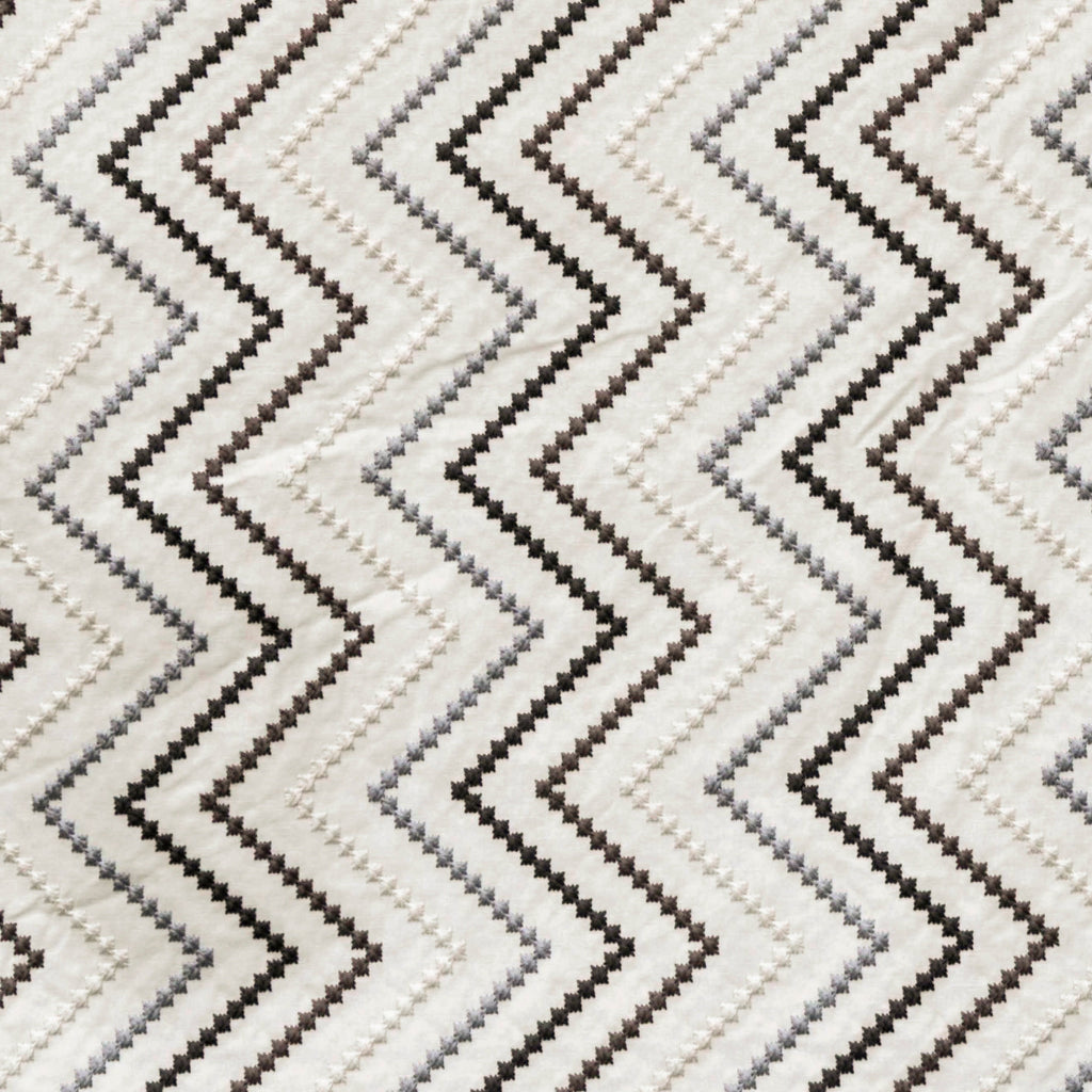 Charcoal Gray Cotton Embroidered Diamonds Curtain Panels