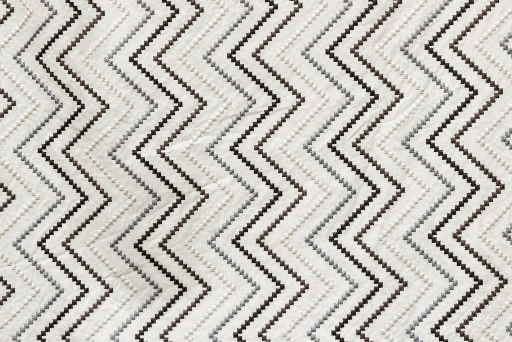 Charcoal Gray Cotton Embroidered Diamonds Curtain Panels