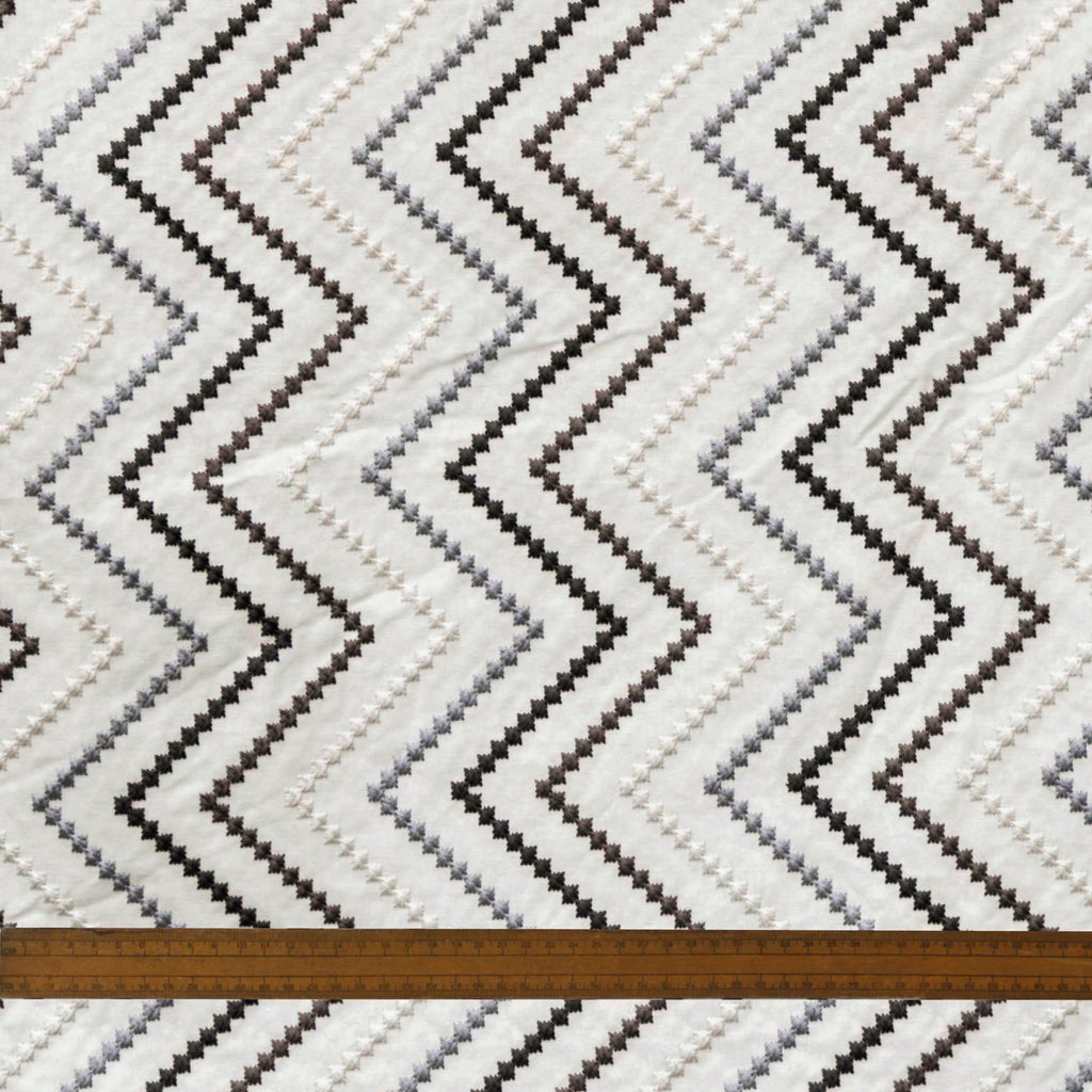 Charcoal Gray Cotton Embroidered Diamonds Curtain Panels