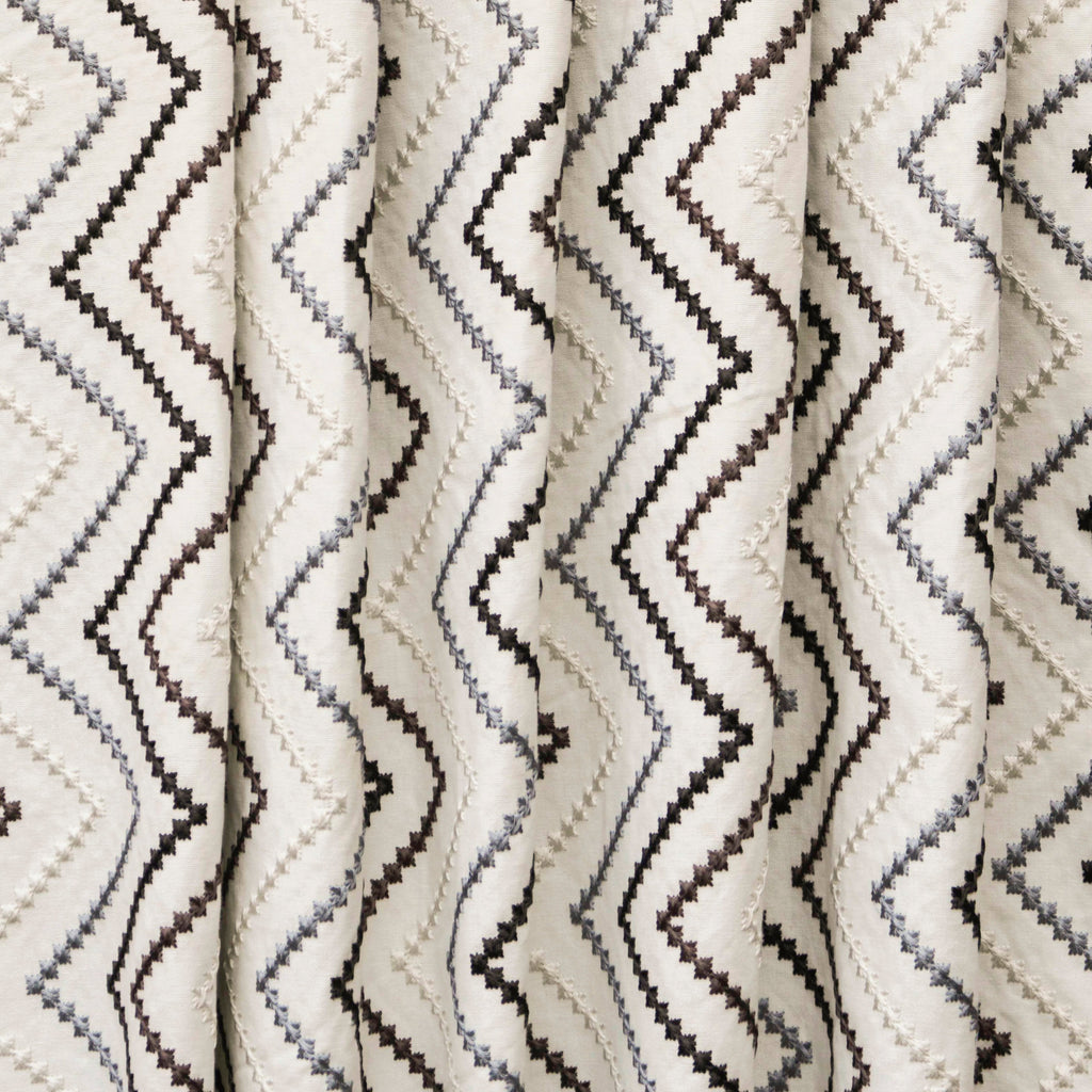 Charcoal Gray Cotton Embroidered Diamonds Curtain Panels