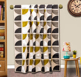 Charcoal Almost Circles Cotton Embroidery Curtain Panels