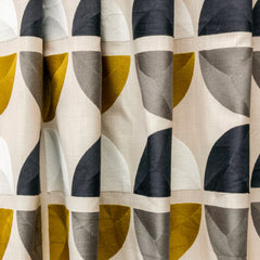 Charcoal Almost Circles Cotton Embroidery Curtain Panels