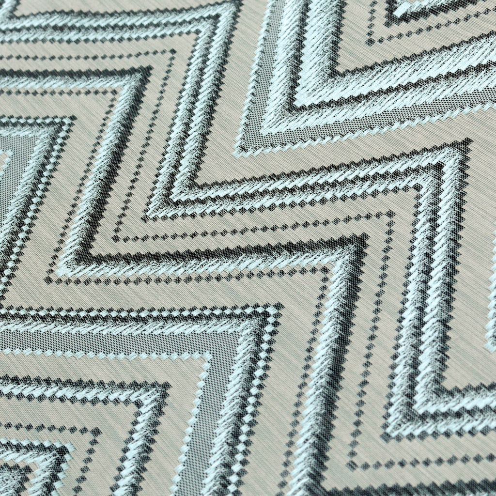 Teal Geometric Waves Jacquard Curtain Panels, Abstract