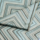 Teal Geometric Waves Jacquard Curtain Panels, Abstract