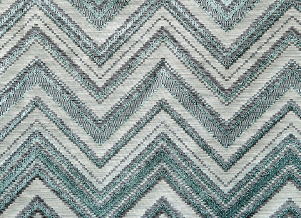Teal Geometric Waves Jacquard Curtain Panels, Abstract